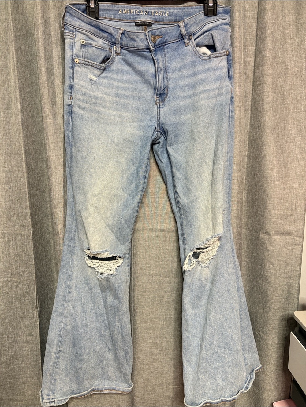American Eagle Outfitters Light Blue Distressed Short Flare Jeans